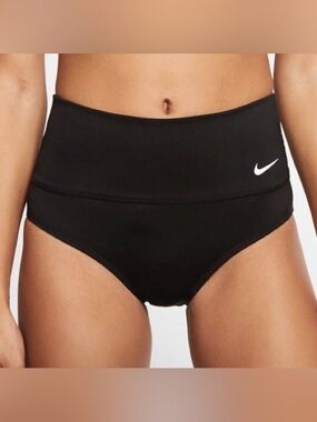 Nike Black High-Waist Swim Bottoms with White Swoosh size xs